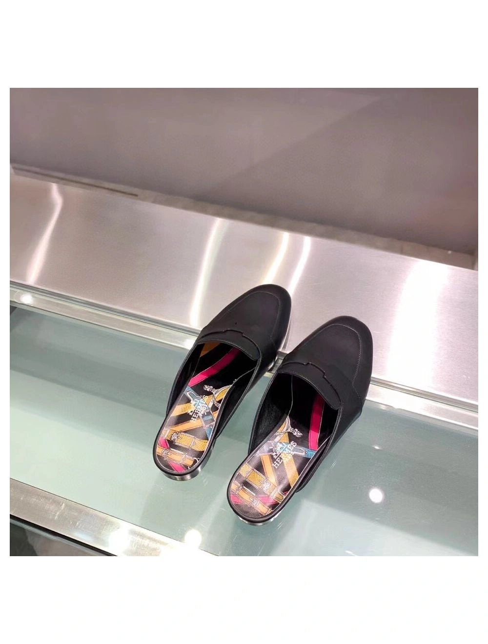 Hermes Catena Mules In Black Calfskin