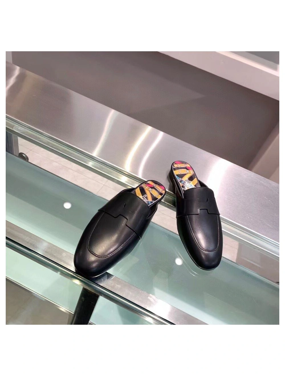 Hermes Catena Mules In Black Calfskin