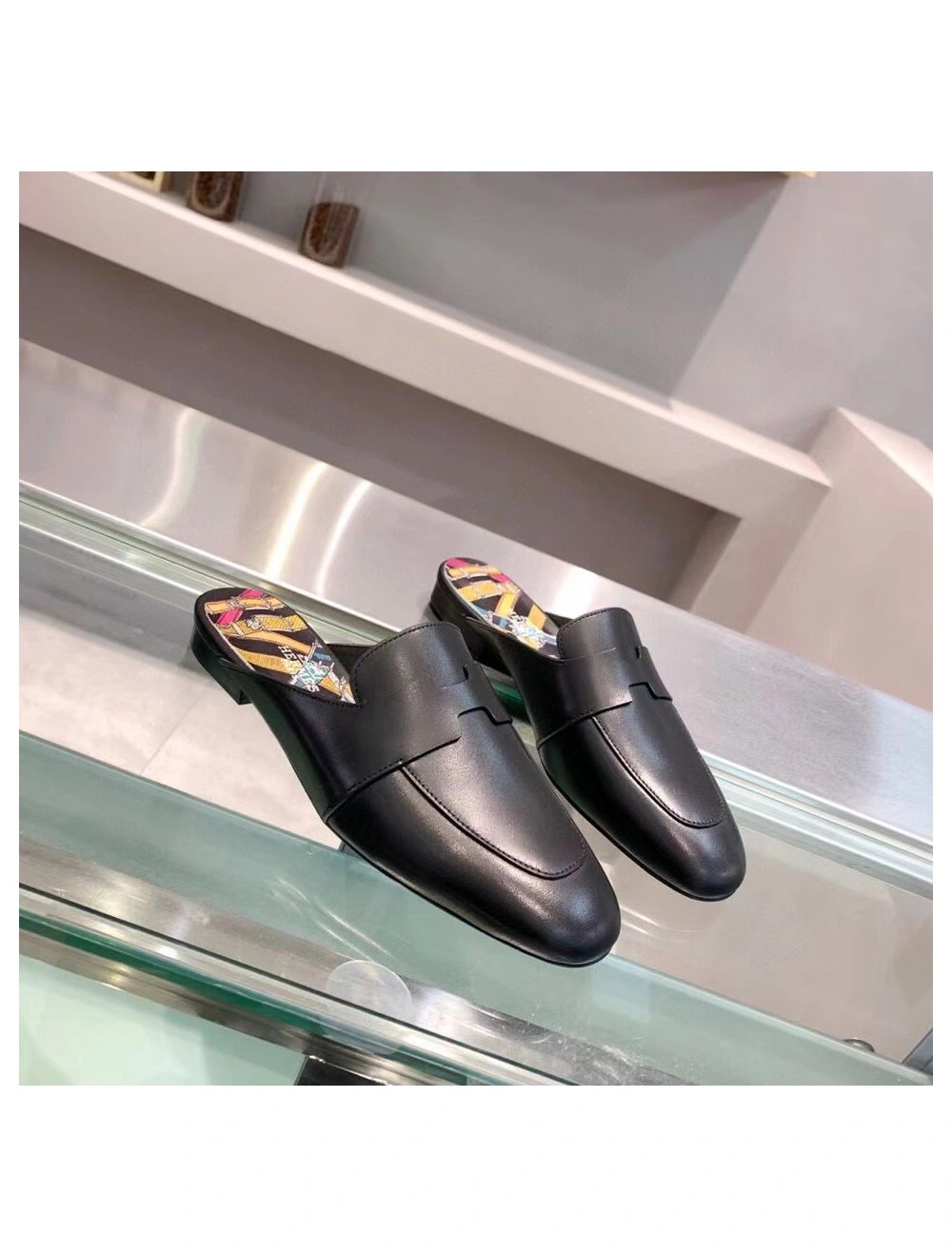 Hermes Catena Mules In Black Calfskin