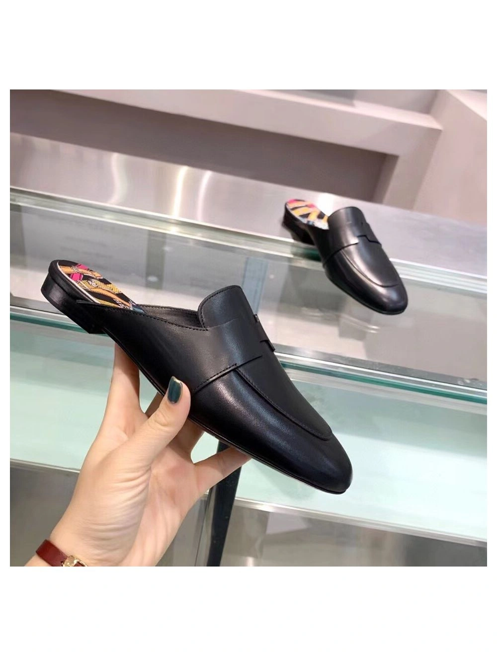 Hermes Catena Mules In Black Calfskin