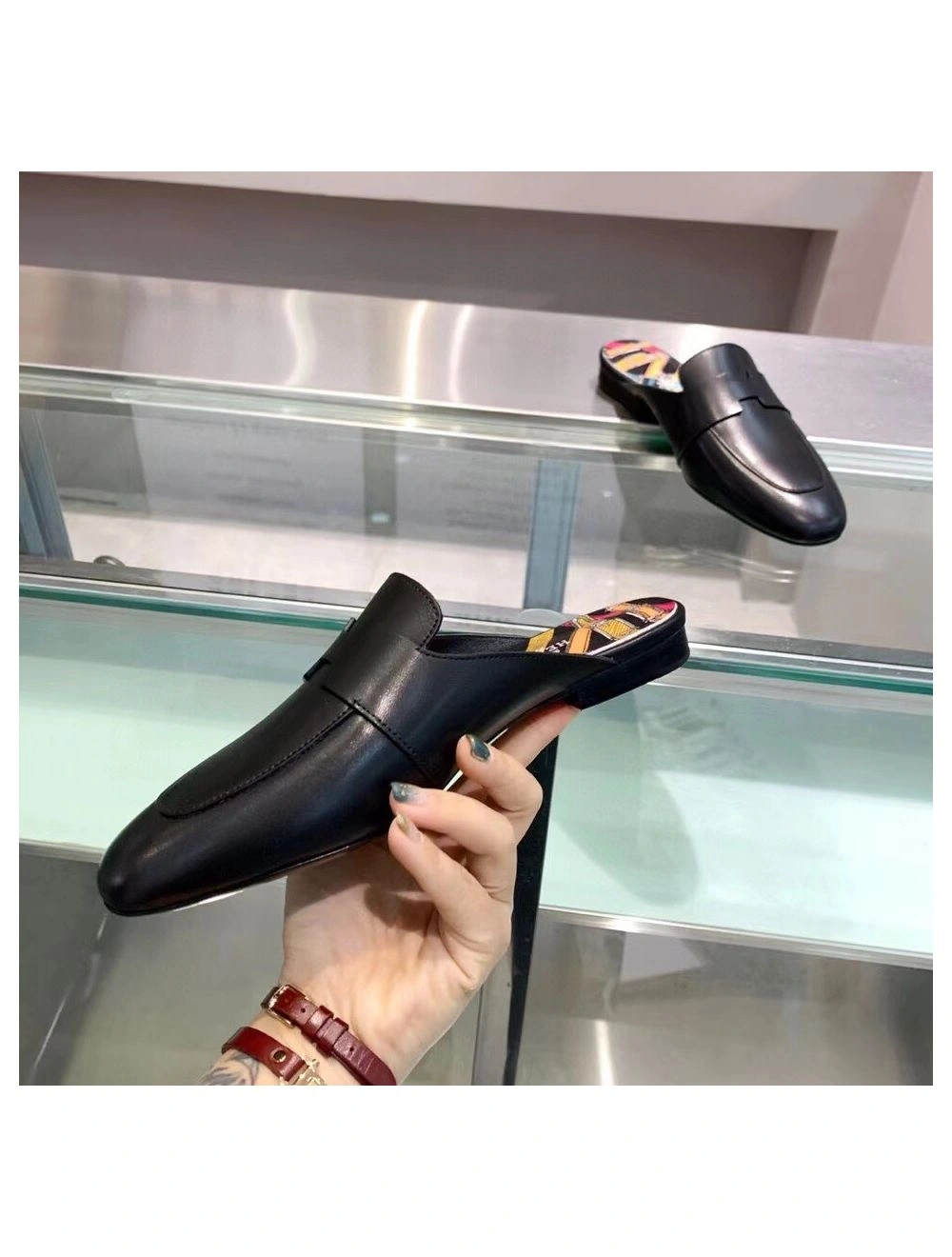 Hermes Catena Mules In Black Calfskin