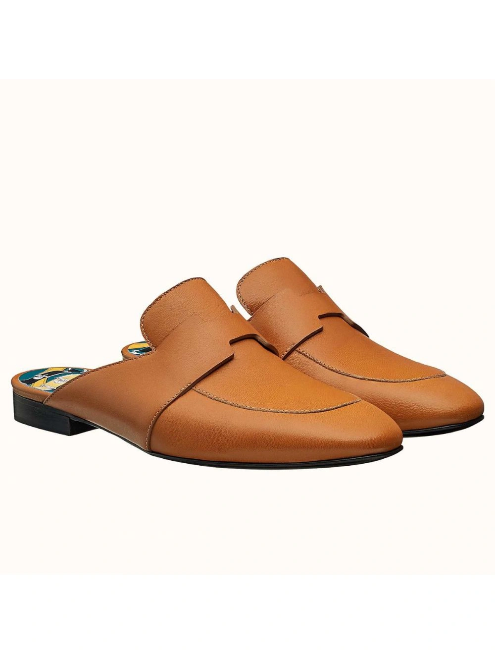 Hermes Catena Mules In Brown Calfskin