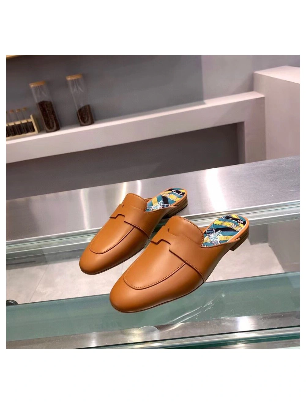 Hermes Catena Mules In Brown Calfskin