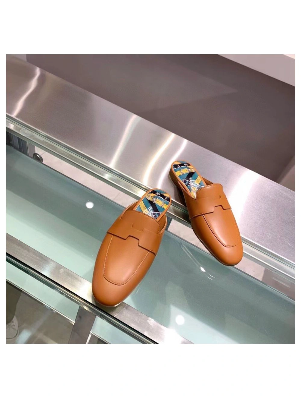 Hermes Catena Mules In Brown Calfskin