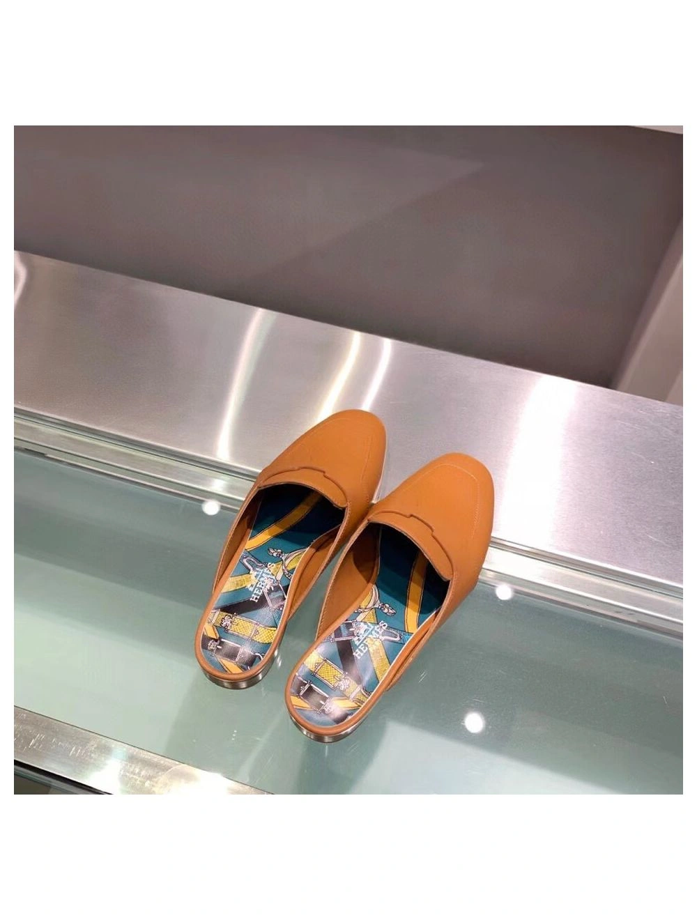 Hermes Catena Mules In Brown Calfskin