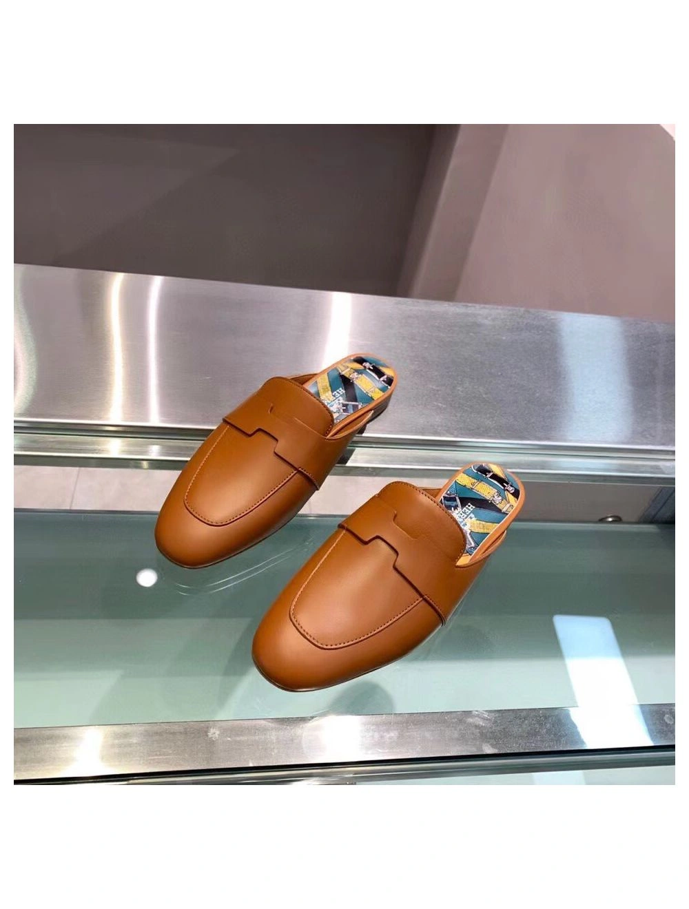 Hermes Catena Mules In Brown Calfskin