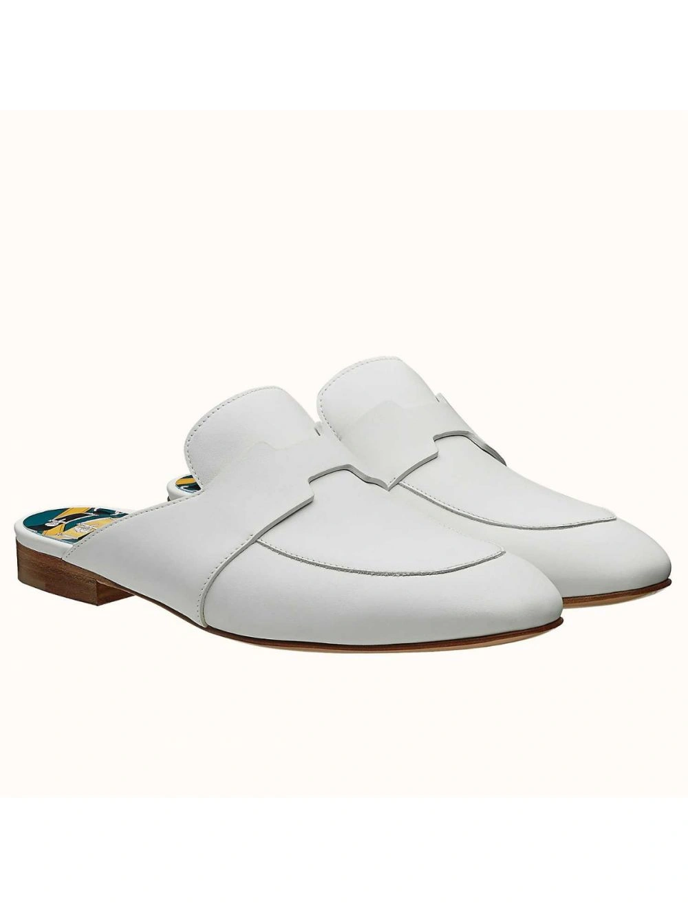 Hermes Catena Mules In White Calfskin