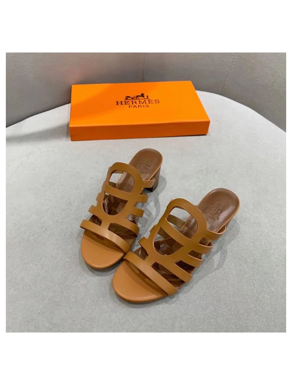 Hermes Celena Sandals 50mm In Brown Calfskin
