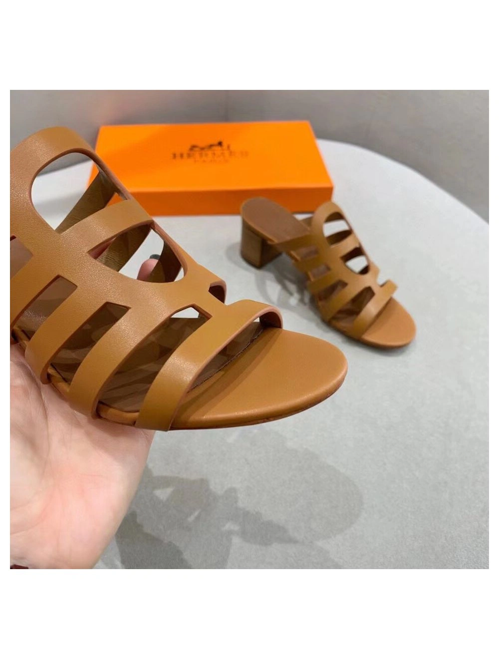 Hermes Celena Sandals 50mm In Brown Calfskin