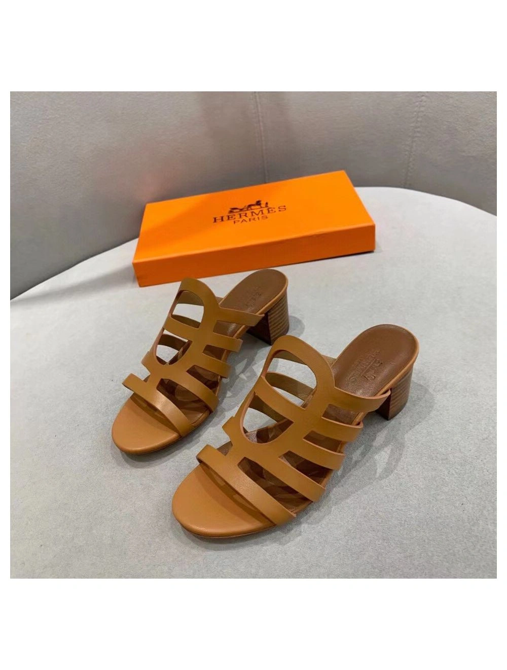 Hermes Celena Sandals 50mm In Brown Calfskin
