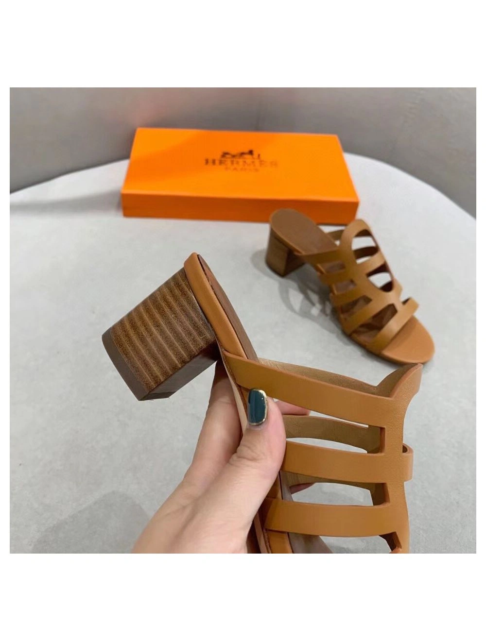 Hermes Celena Sandals 50mm In Brown Calfskin