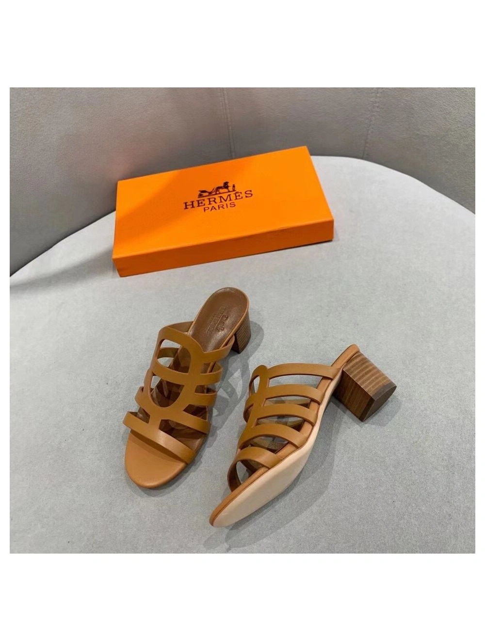 Hermes Celena Sandals 50mm In Brown Calfskin