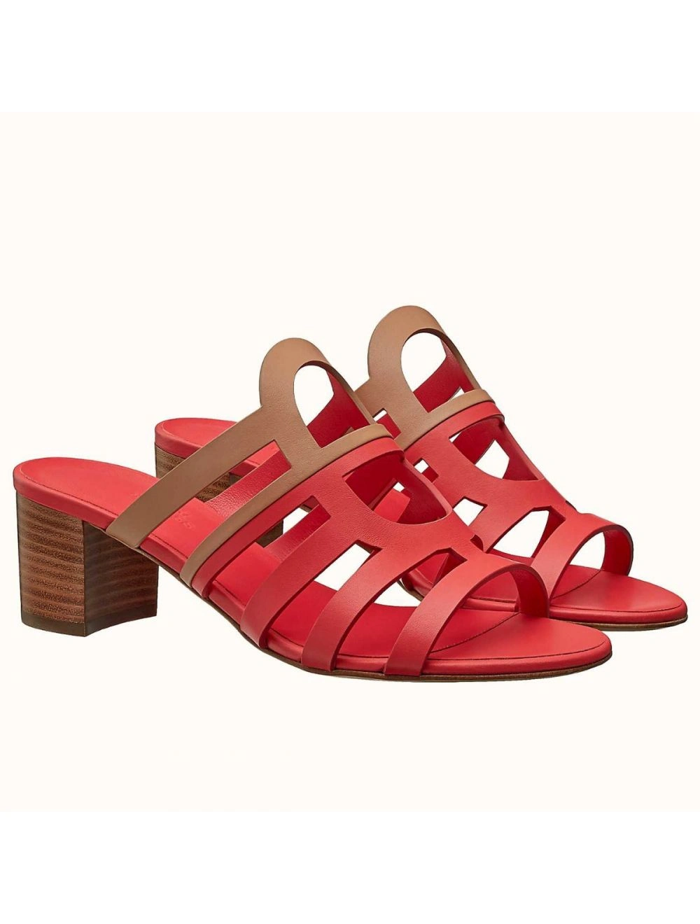 Hermes Celena Sandals 50mm In Red Brown Calfskin