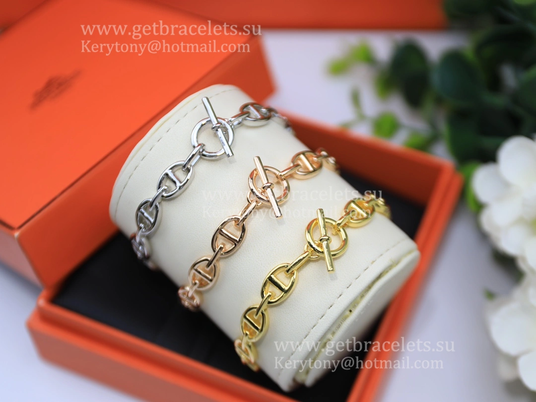 Hermes Chaine D’Ancre Bracelet Small in Silver Yellow Gold Rose Gold Design Classy