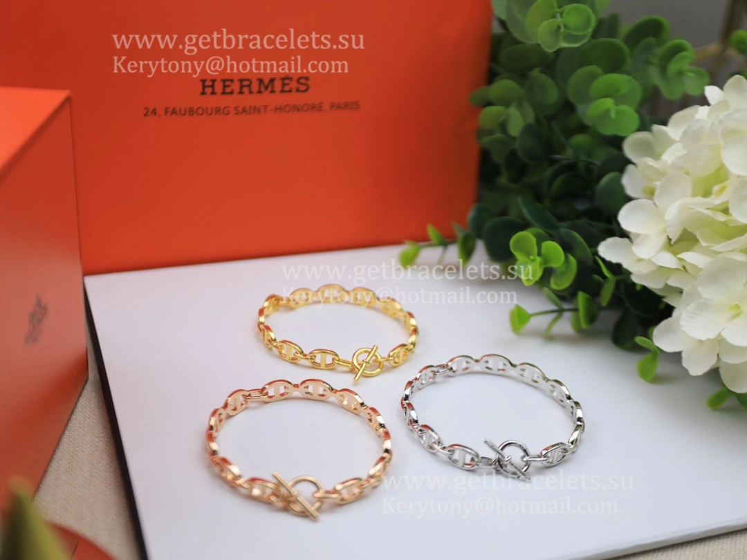 Hermes Chaine D’Ancre Bracelet Small in Silver Yellow Gold Rose Gold Design Classy