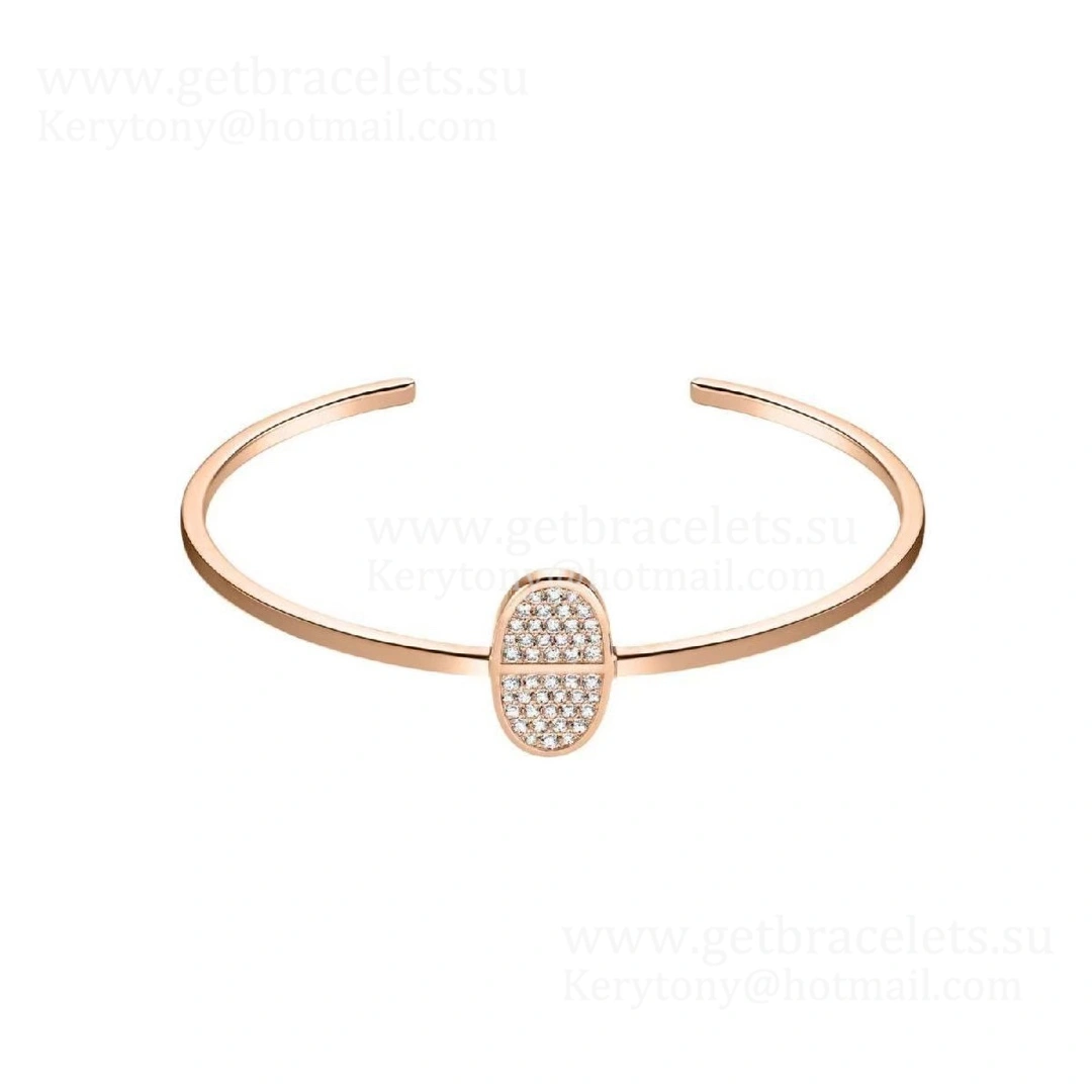 Hermes Chaine D’Ancre Verso Bracelet With Diamonds Rose Gold Whtie Gold 2021 Best Price