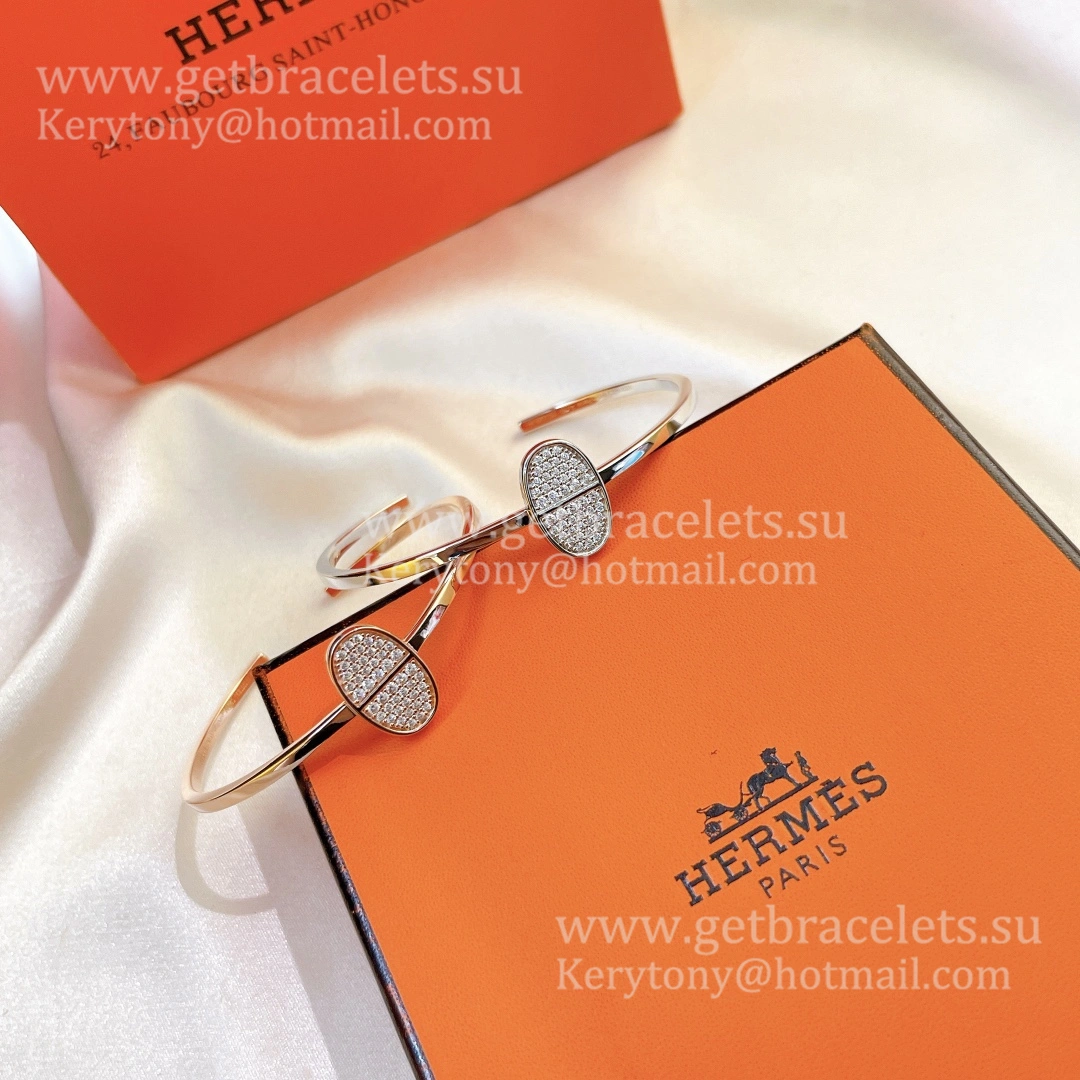 Hermes Chaine D’Ancre Verso Bracelet With Diamonds Rose Gold Whtie Gold 2021 Best Price
