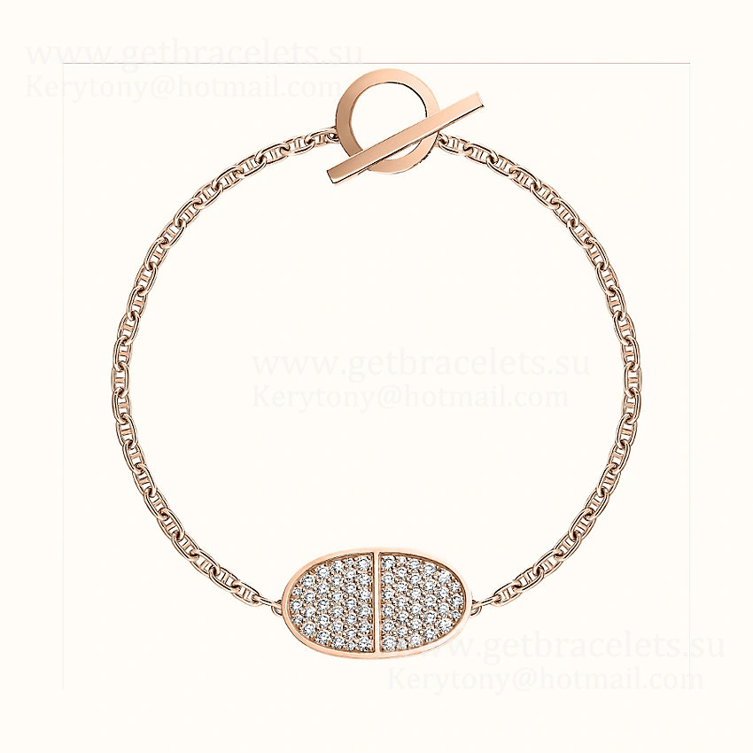 Hermes Chaine D’Ancre Verso Chain Bracelet With Diamonds Champagne Spring Classic