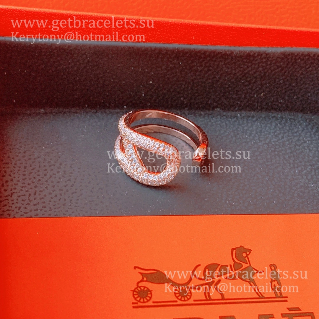 Hermes Chaine D’ancre Punk Ring Rose Gold with Diamonds Lowest Price