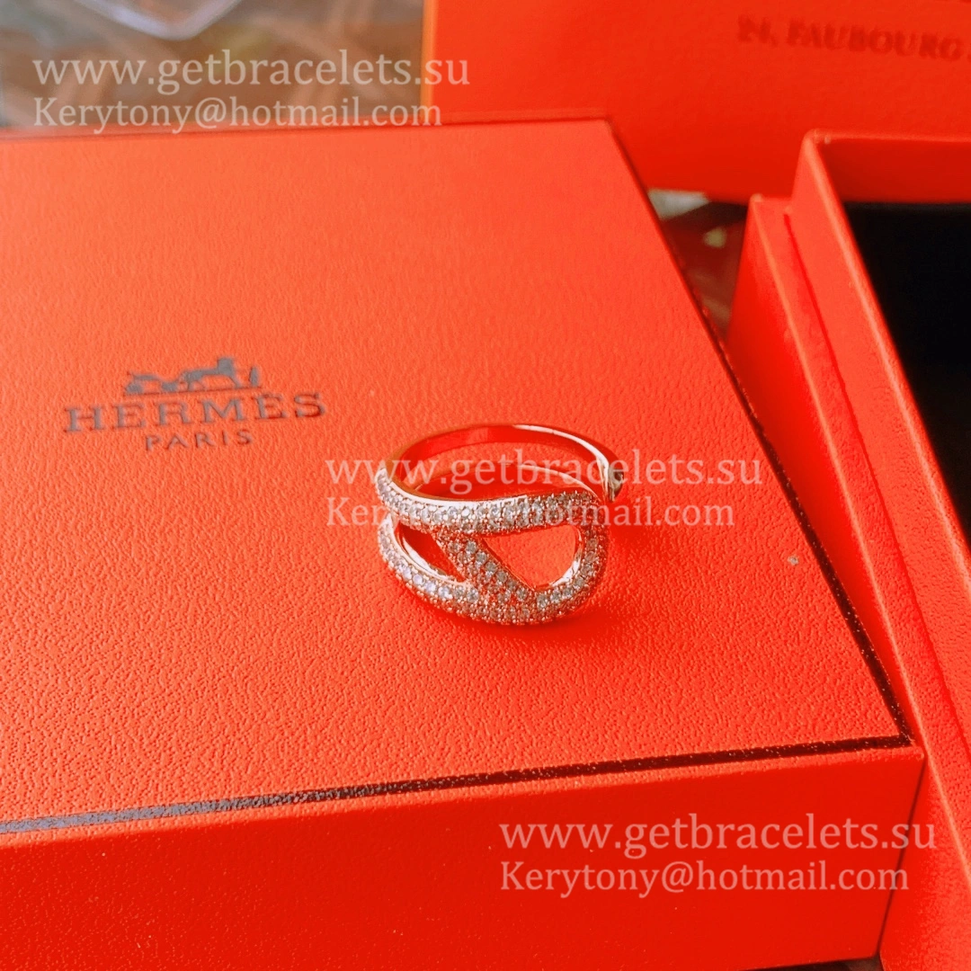 Hermes Chaine D’ancre Punk Ring Rose Gold with Diamonds Lowest Price