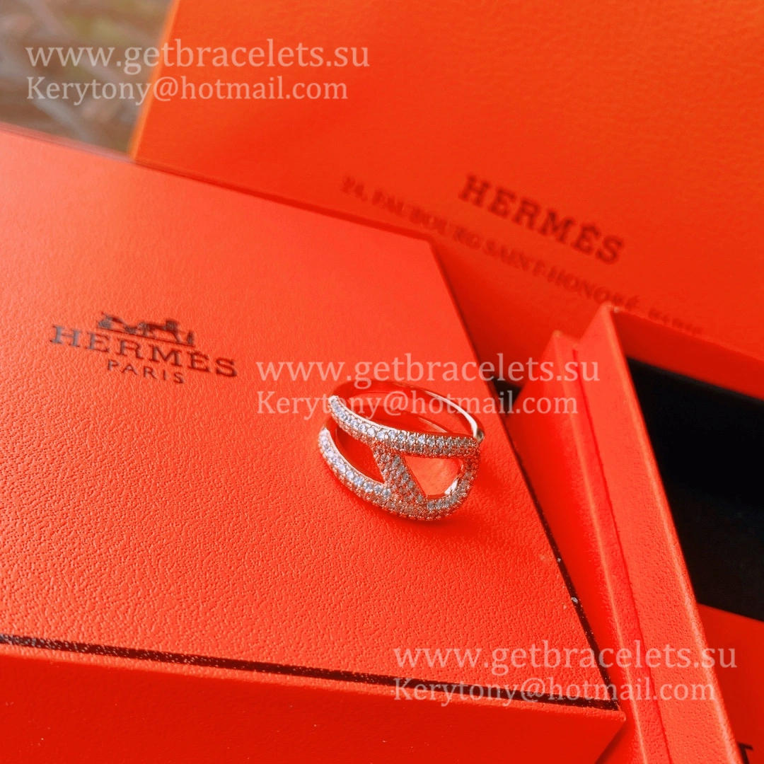 Hermes Chaine D’ancre Punk Ring Rose Gold with Diamonds Lowest Price