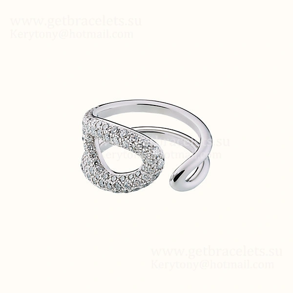 Hermes Chaine D’ancre Punk Ring White Gold with Diamonds Low Price Sale