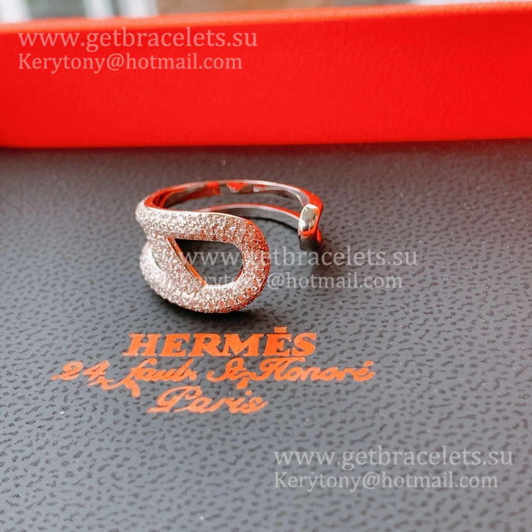 Hermes Chaine D’ancre Punk Ring White Gold with Diamonds Low Price Sale