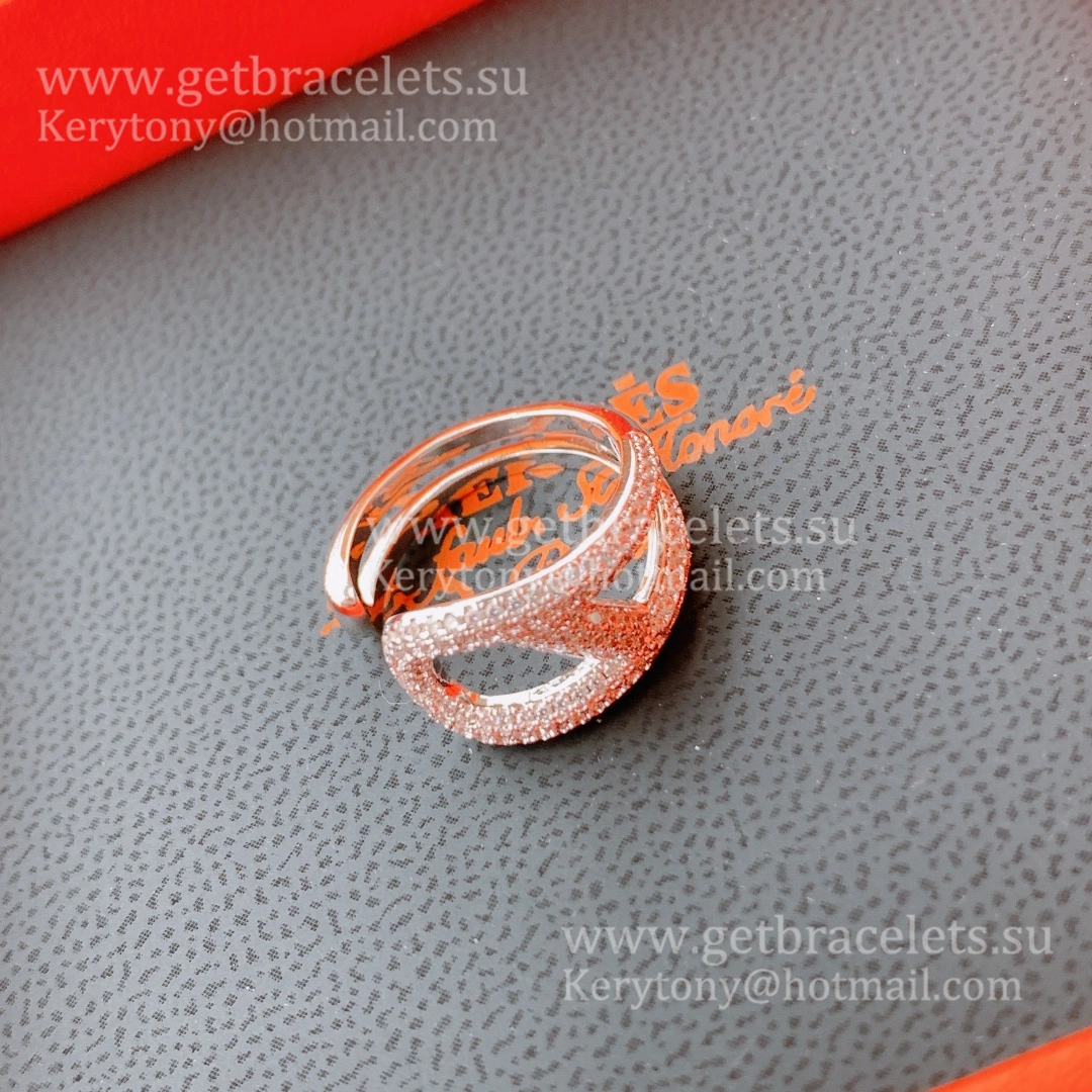 Hermes Chaine D’ancre Punk Ring White Gold with Diamonds Low Price Sale