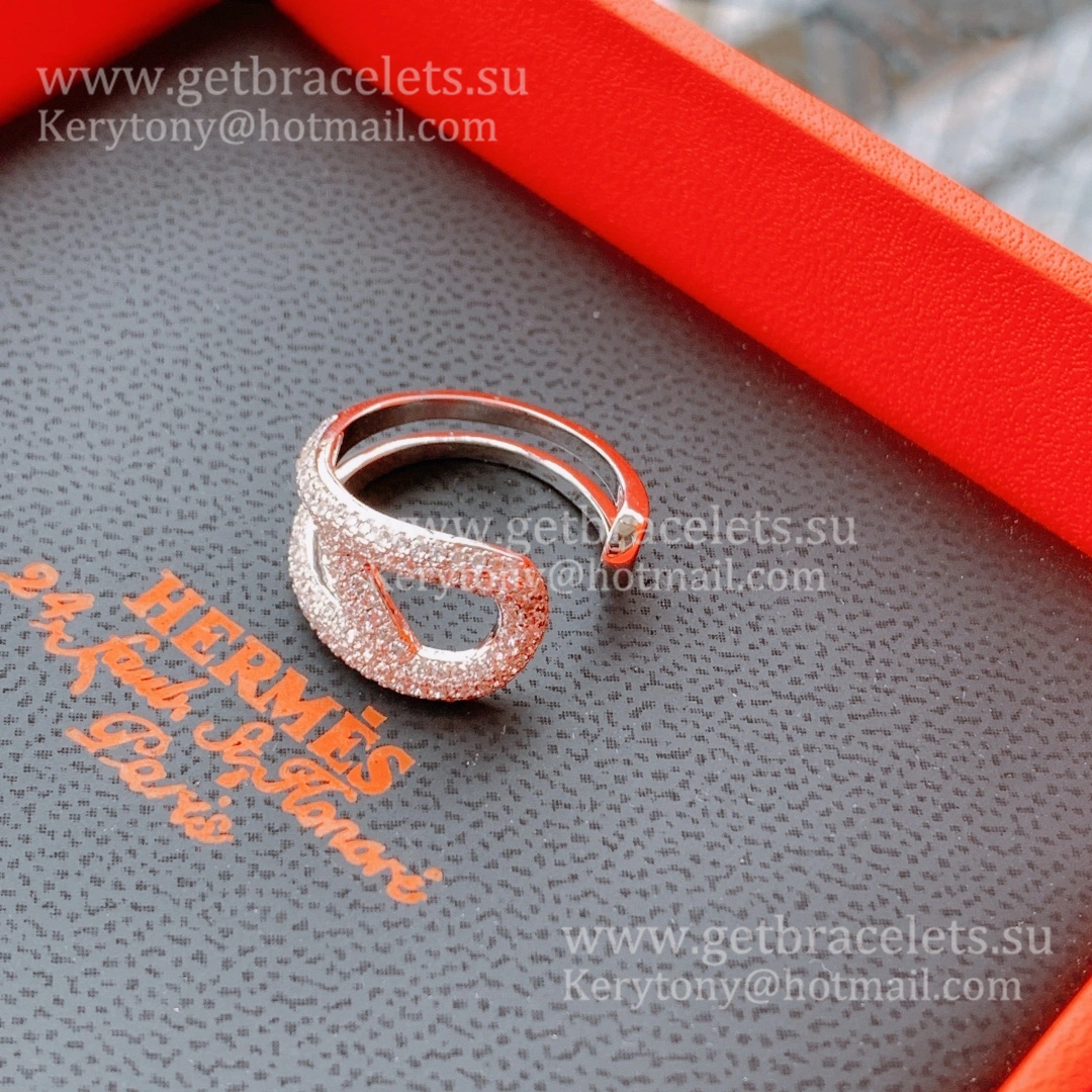 Hermes Chaine D’ancre Punk Ring White Gold with Diamonds Low Price Sale