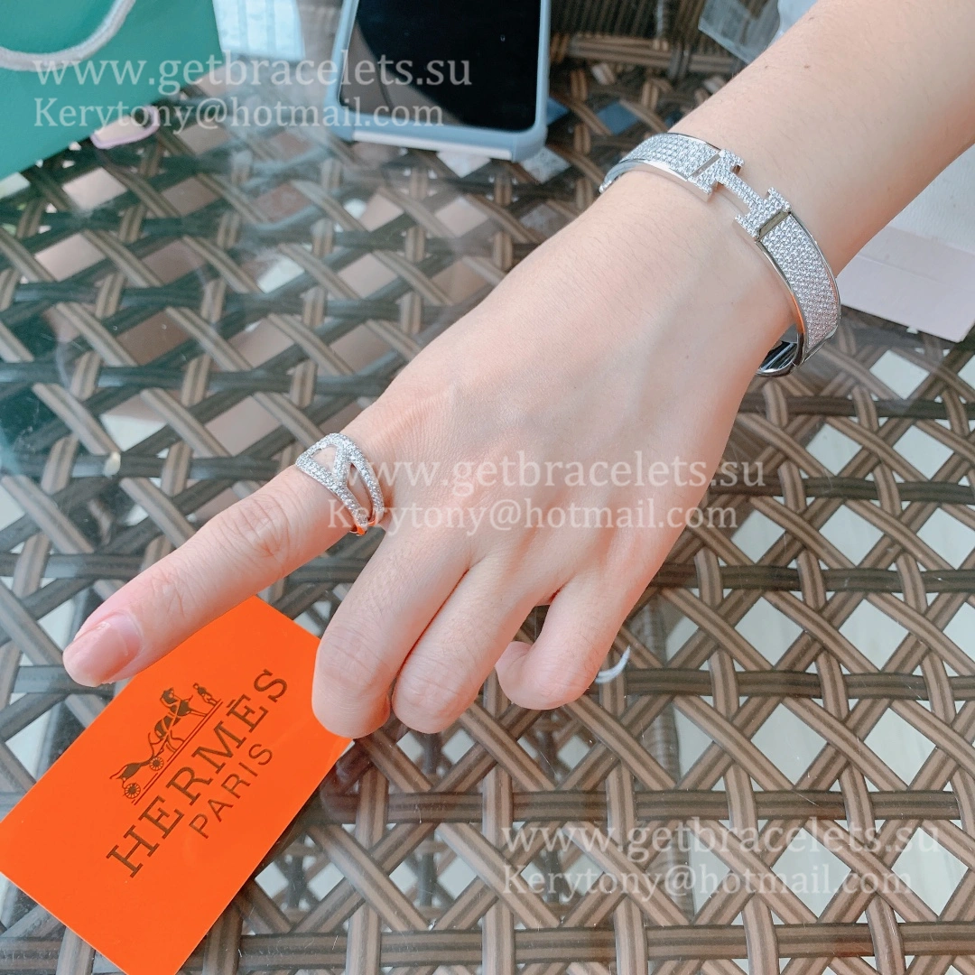 Hermes Chaine D’ancre Punk Ring White Gold with Diamonds Low Price Sale