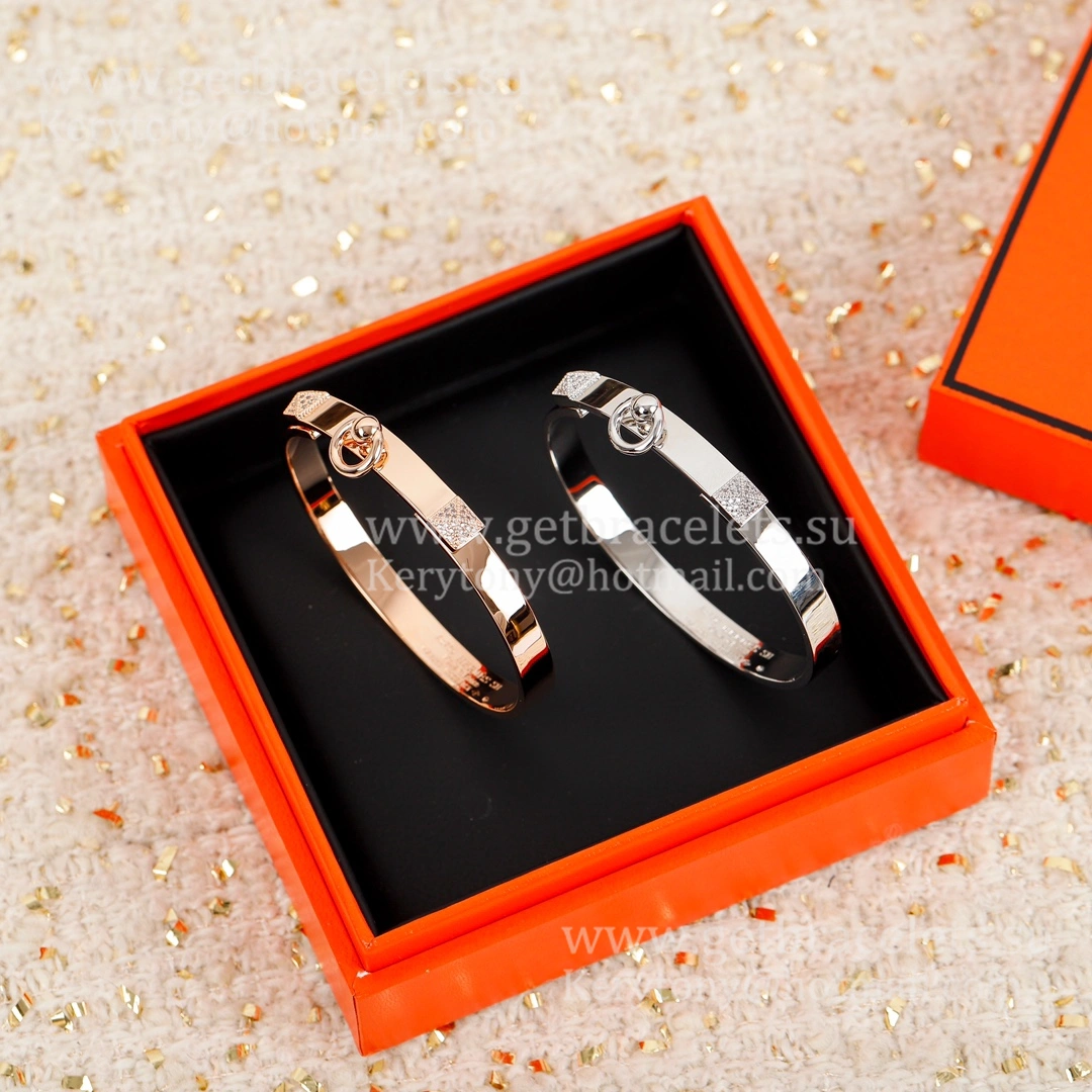 Hermes Classics Collier De Chien Bracelet White Gold Pink Gold Elegant Good Reviews