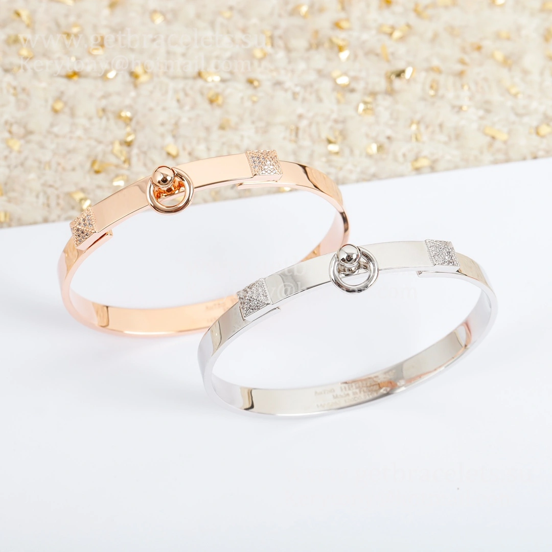 Hermes Classics Collier De Chien Bracelet White Gold Pink Gold Elegant Good Reviews