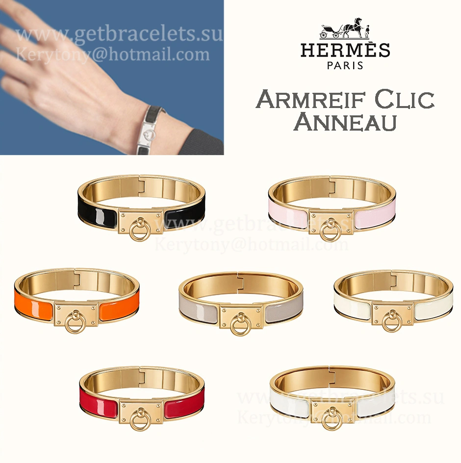 Hermes Clic Anneau Narrow Bracelet in Plain Enamel with Plated Hardware Yellow Gold Rose Gold White Gold Best Gift Girls