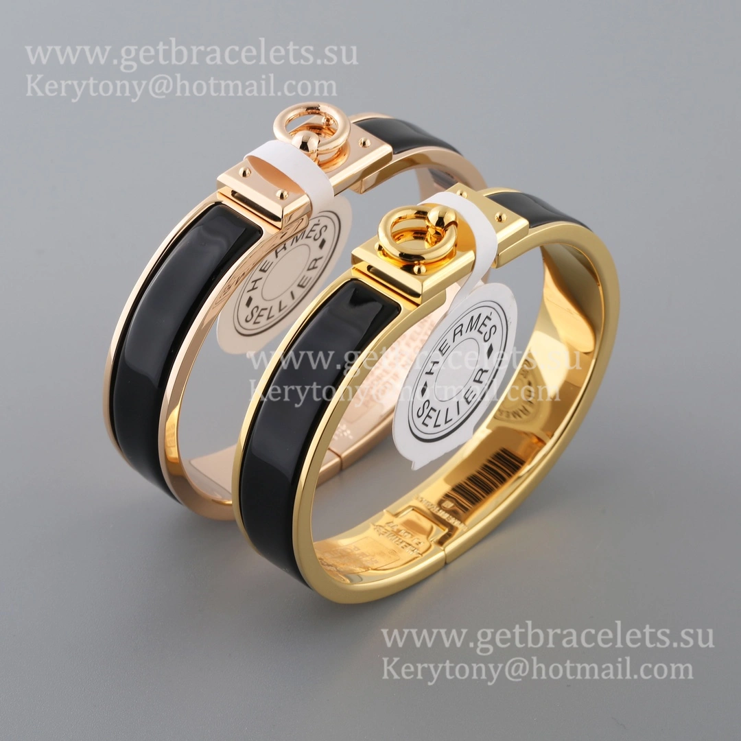 Hermes Clic Anneau Narrow Bracelet in Plain Enamel with Plated Hardware Yellow Gold Rose Gold White Gold Best Gift Girls