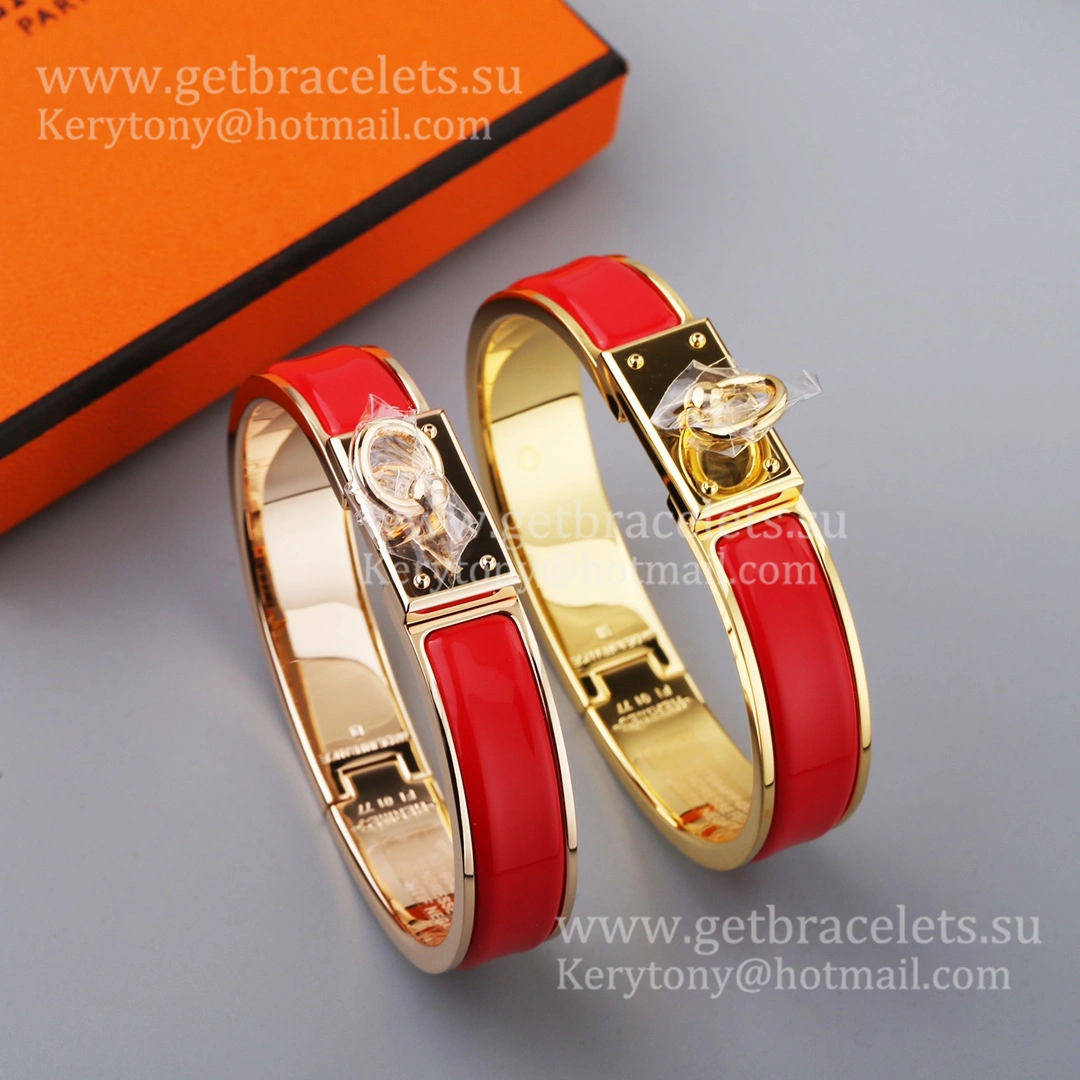 Hermes Clic Anneau Narrow Bracelet in Plain Enamel with Plated Hardware Yellow Gold Rose Gold White Gold Best Gift Girls