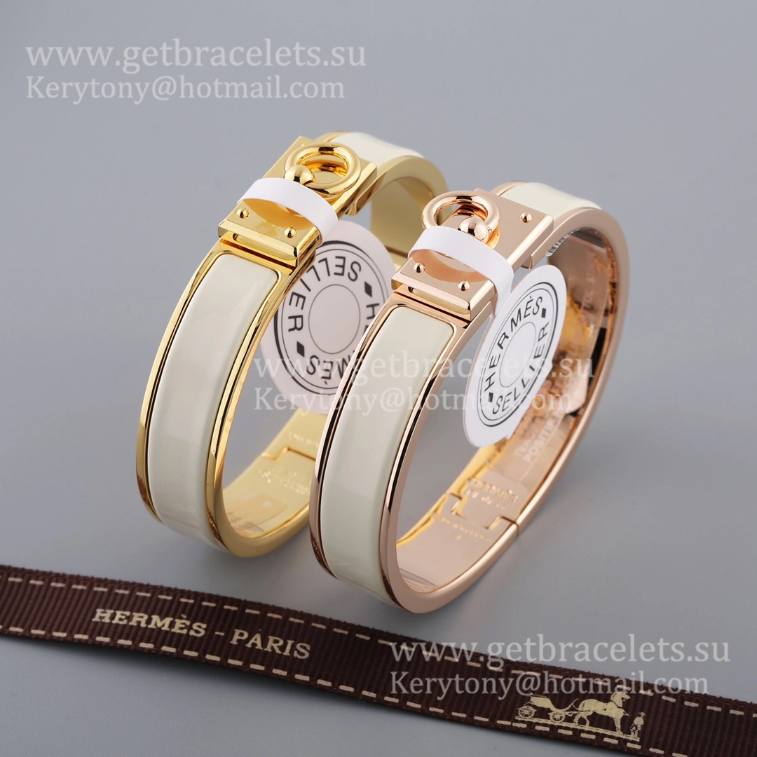 Hermes Clic Anneau Narrow Bracelet in Plain Enamel with Plated Hardware Yellow Gold Rose Gold White Gold Best Gift Girls