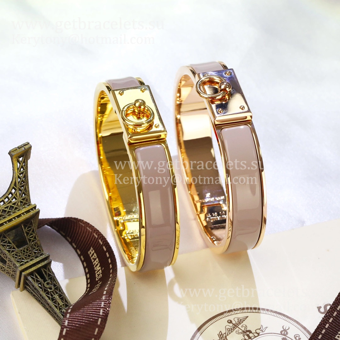 Hermes Clic Anneau Narrow Bracelet in Plain Enamel with Plated Hardware Yellow Gold Rose Gold White Gold Best Gift Girls