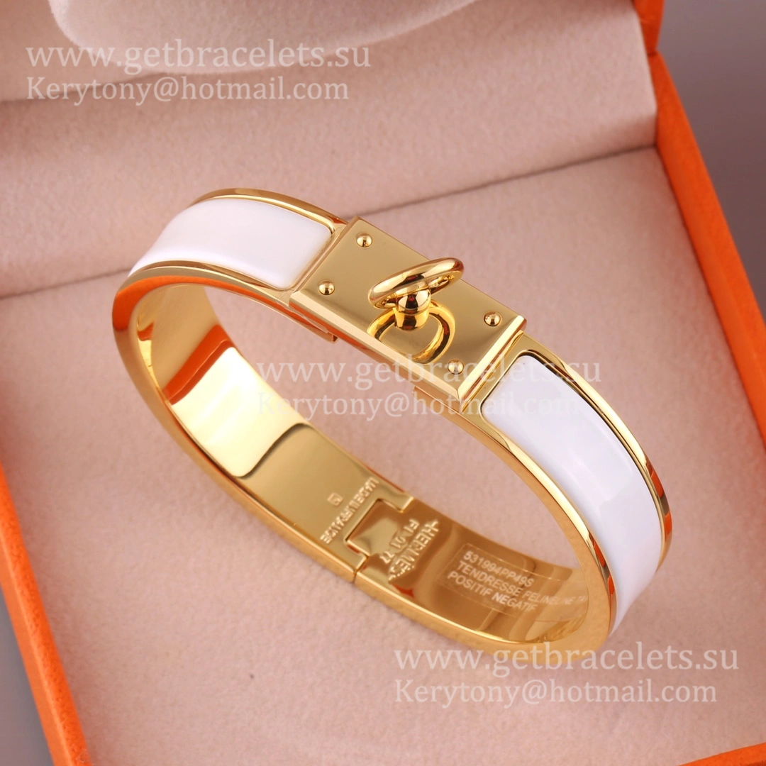 Hermes Clic Anneau Narrow Bracelet in Plain Enamel with Plated Hardware Yellow Gold Rose Gold White Gold Best Gift Girls