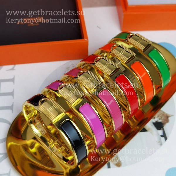 Hermes Clic Cadenas Enamel Bracelet Lock Design Yellow Gold USA Hot Selling