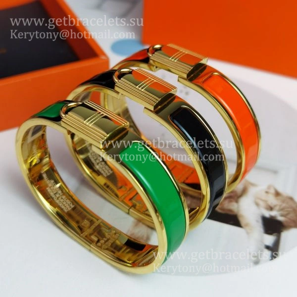 Hermes Clic Cadenas Enamel Bracelet Lock Design Yellow Gold USA Hot Selling