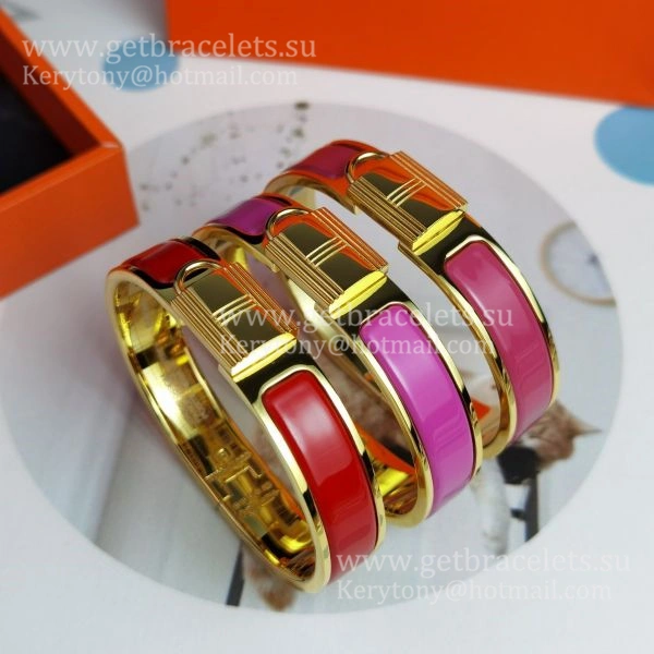 Hermes Clic Cadenas Enamel Bracelet Lock Design Yellow Gold USA Hot Selling