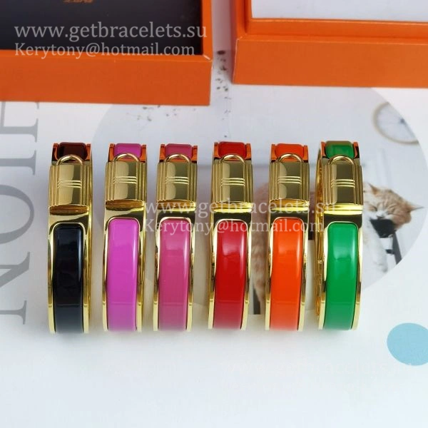 Hermes Clic Cadenas Enamel Bracelet Lock Design Yellow Gold USA Hot Selling