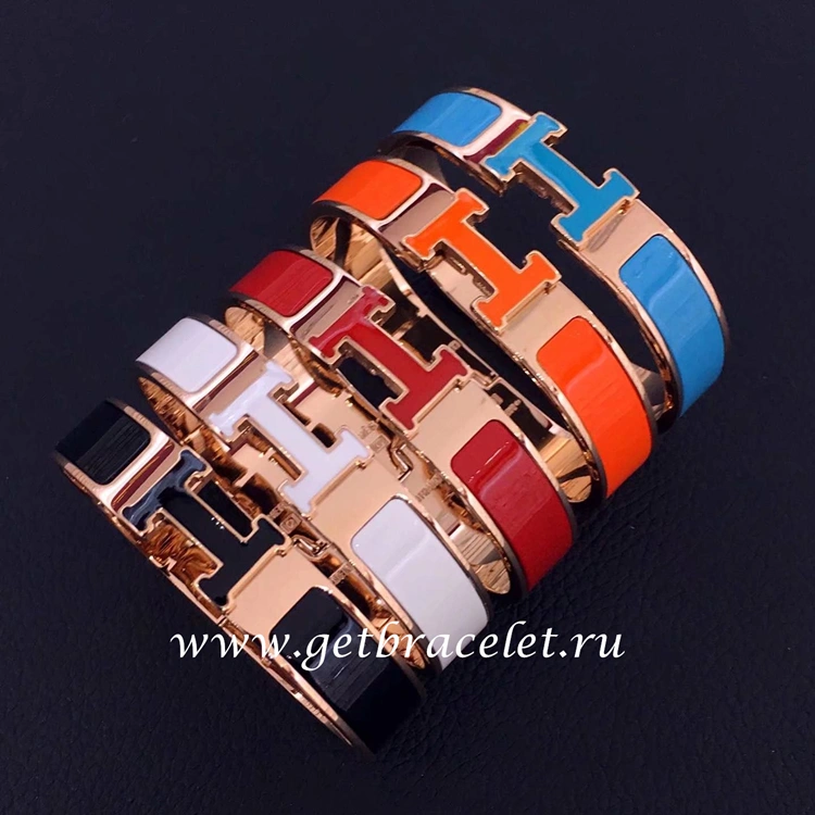 Hermes Clic Clac H Enamel Bracelet With Lacquered Palladium Plated Hardware MM