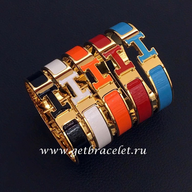 Hermes Clic Clac H Enamel Bracelet With Lacquered Palladium Plated Hardware MM