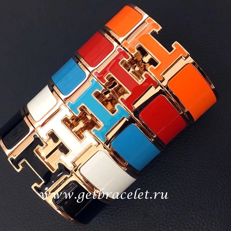 Hermes Clic Clac H Enamel Bracelet With Lacquered Palladium Plated Hardware MM