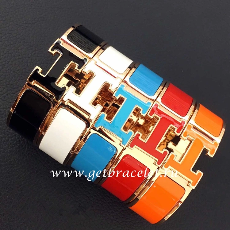 Hermes Clic Clac H Enamel Bracelet With Lacquered Palladium Plated Hardware MM