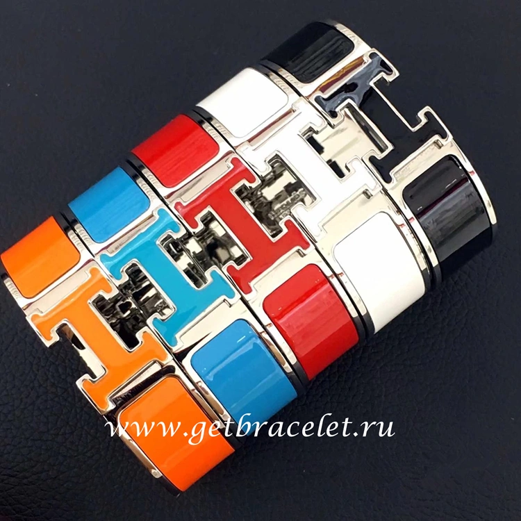 Hermes Clic Clac H Enamel Bracelet With Lacquered Palladium Plated Hardware MM