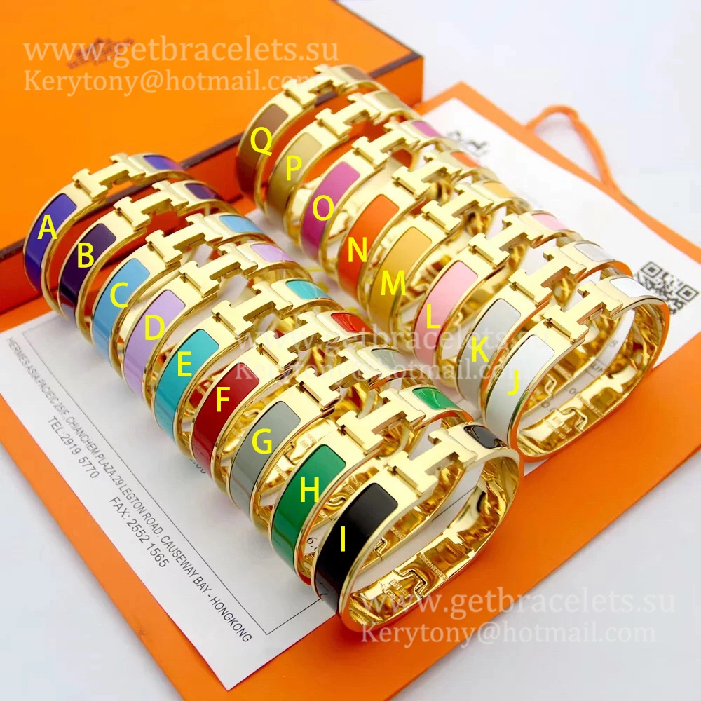Hermes Clic Clac HH Enamel Bracelet Multi-Corlored in Yellow Gold PM 12MM 2021 Latest
