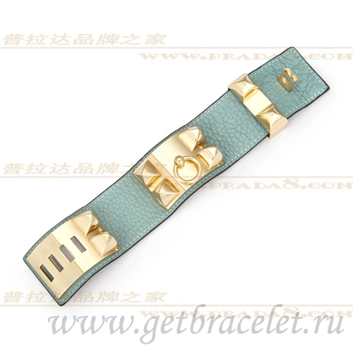 Hermes Collier de Chien Bracelet Blue With Gold