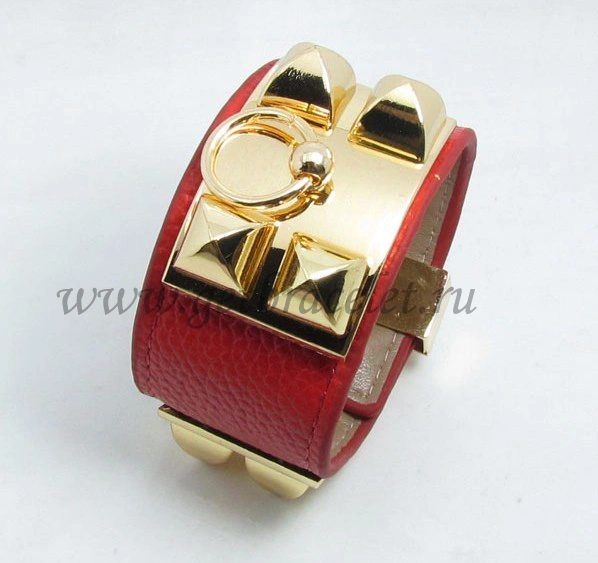 Hermes Collier de Chien Bracelet Red Gold